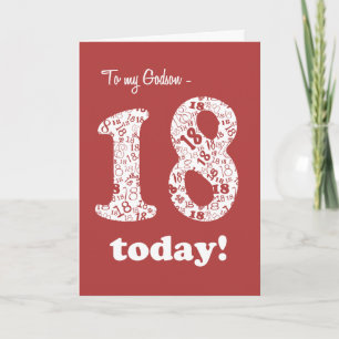 Tarjeta Moda roja, blanco día 18 de cumpleaños para Godson