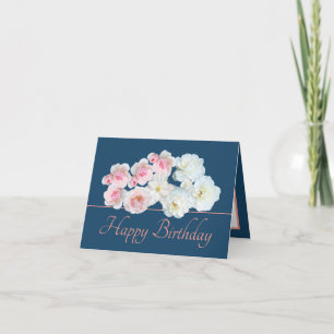 Tarjeta Moda rosa azul Bouquet rosas blancas rosadas Cumpl