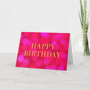 Tarjeta Moda Rosa Bokeh ilumina Faux Gold Happy Birday