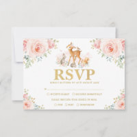 Moda Rubor Gold Woodland Floral Baby Animales RSVP