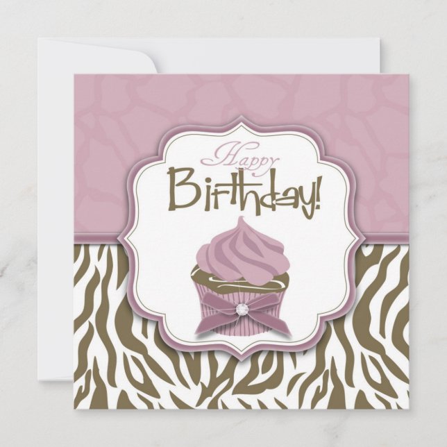 Tarjeta Moda Safari y Cumpleaños del Pastel (Anverso)