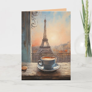 Tarjeta Moda Torre Eiffel Café Café París Cumpleaños