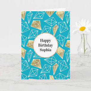 Tarjeta Moda Turquesa Aqua Diamantes de Oro Azul