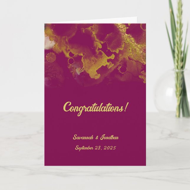 Tarjeta Moda Violet Red Gold Boda Resumen (Anverso)