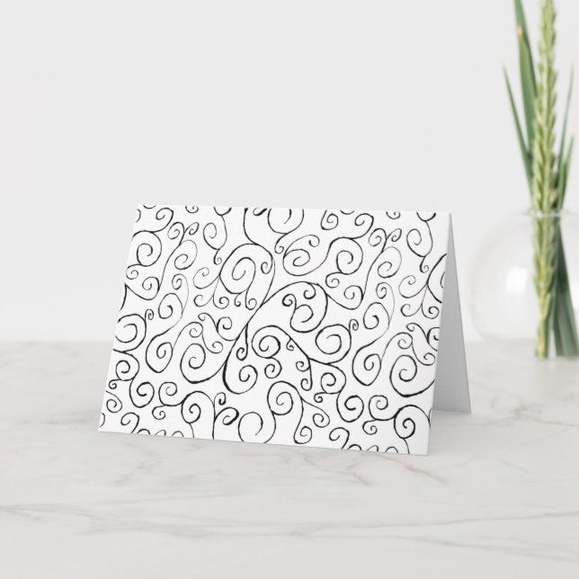 Tarjeta Modelo Curvy negro pintado a mano en blanco (Anverso)