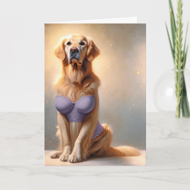 Tarjeta Modelo de Lingerie de Golden Retriever de cumpleañ (Anverso)