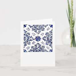 Tarjeta Modelo floral azul y blanco de la teja