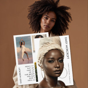 Tarjeta Modelo profesional moderno Actor Photo Comp Card