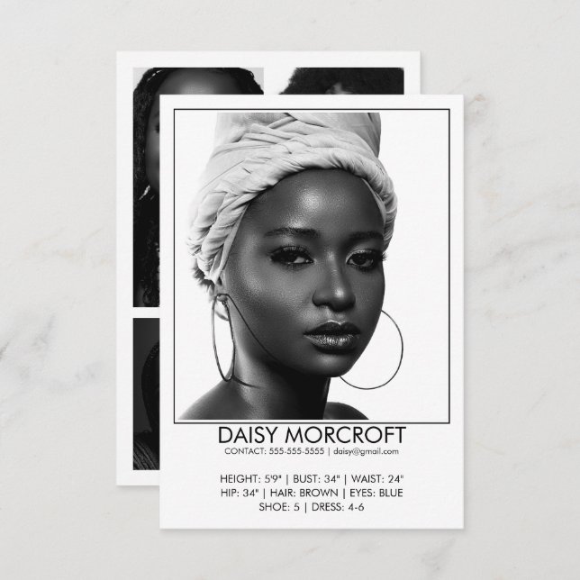 Tarjeta Modelo profesional moderno Actor Photo Comp Card (Anverso / Reverso)