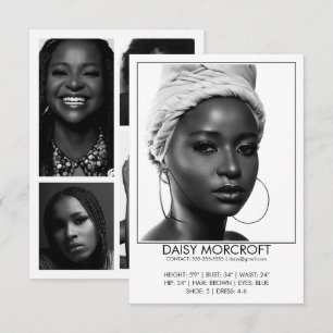 Tarjeta Modelo profesional moderno Actor Photo Comp Card