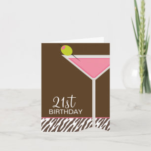 Tarjeta Modelo rosado de Martini y de la cebra