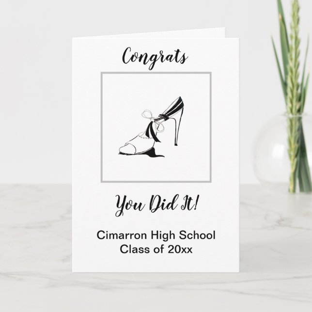 Tarjeta Moden Slipper Black Graduate Felicitaciones Lo Hic (Anverso)