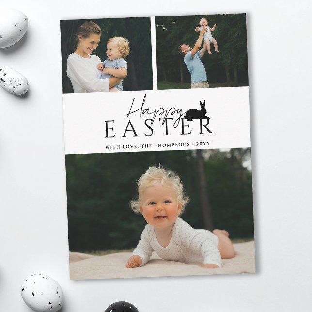 Tarjeta Modern 3 Photo Template And Bunny Minimal Easter (Subido por el creador)