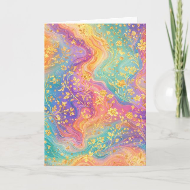 Tarjeta Modern Abstract Glitter Floral Monogram Design     (Anverso)