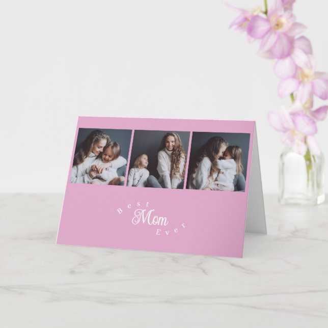 Tarjeta Modern Best Mom Ever 3 Photo Mother's Day (Orquídea)