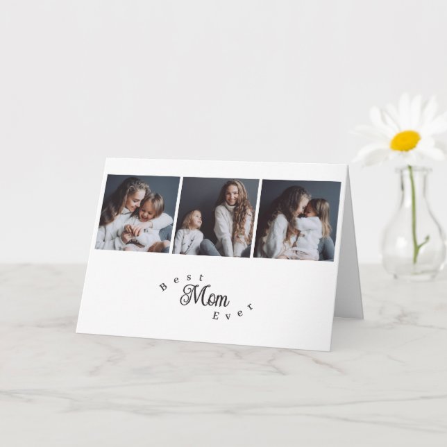 Tarjeta Modern Best Mom Ever 3 Photo Mother's Day (Planta pequeña)