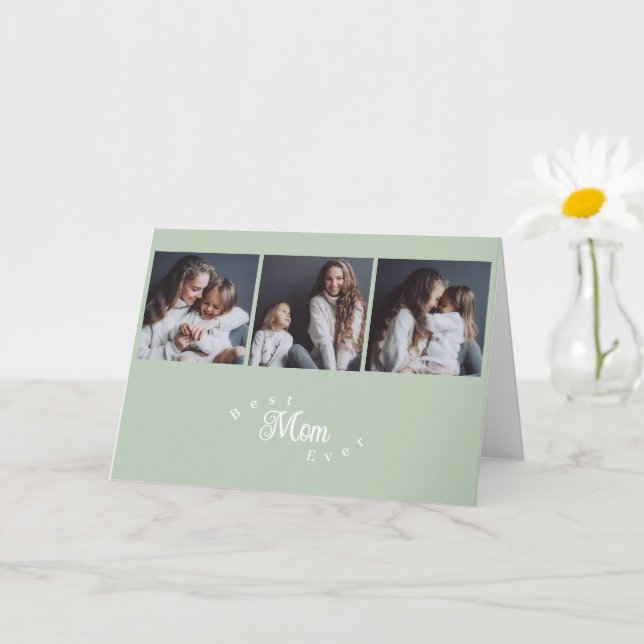 Tarjeta Modern Best Mom Ever 3 Photo Mother's Day (Planta pequeña)