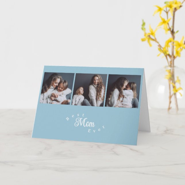 Tarjeta Modern Best Mom Ever 3 Photo Mother's Day  (flor amarilla)