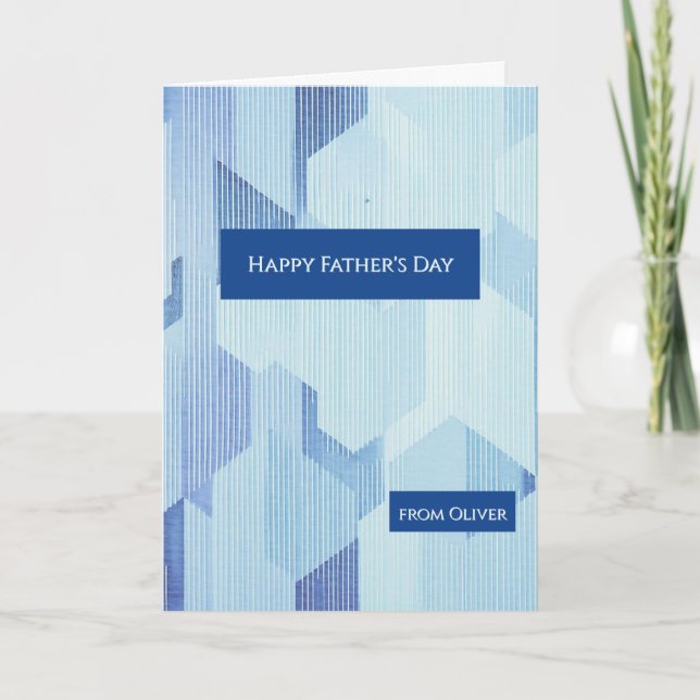 Tarjeta Modern Blue Geometric  Happy Father's Day Card (Anverso)