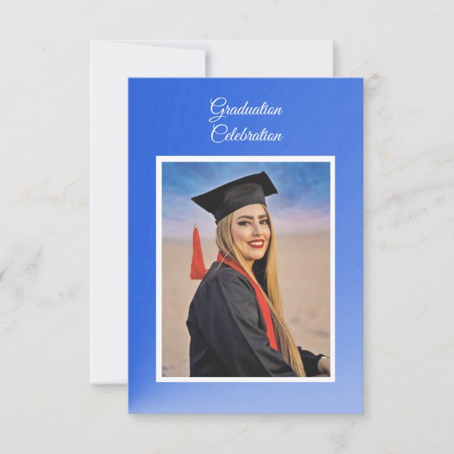 Tarjeta Modern Blue Gradient Grad Party Invite Enclosure (Anverso)