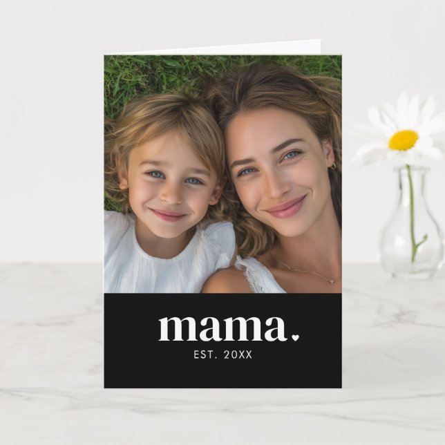 Tarjeta Modern Bold Mama Photo (Planta pequeña)