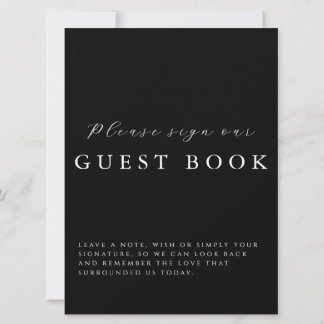 Tarjeta Modern Calligraphy Black Wedding Guestbook Sign
