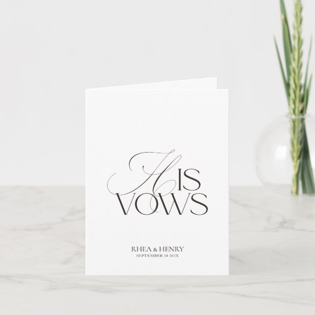 Tarjeta Modern Classic His Vows Wedding  (Anverso)