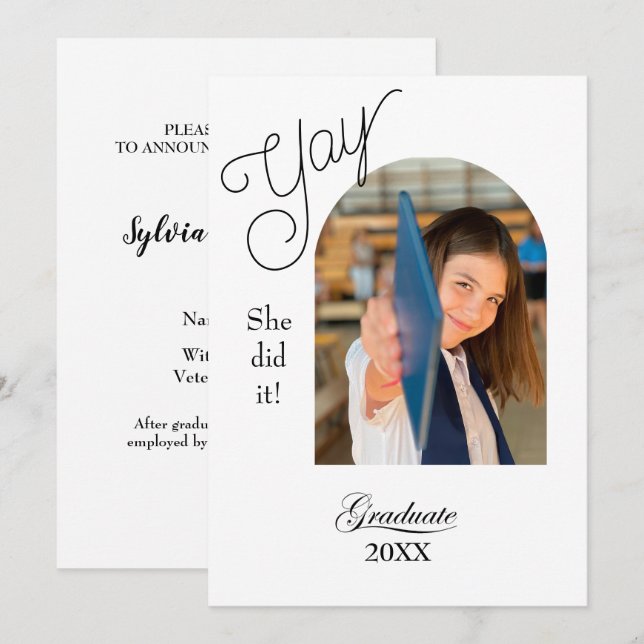 Tarjeta Modern College Graduation Announcement with photo (Anverso / Reverso)