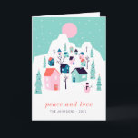 Tarjeta Modern Cute Nordic Winter Snow Mountain Village<br><div class="desc">Design is composed of modern twist to a snowy night on a small mountain village. This is cute,  modern and fun!

Available here:
http://www.zazzle.com/store/selectpartysupplies</div>