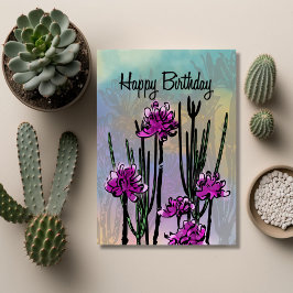 Tarjeta Modern Desert Bloom Floral Birthday