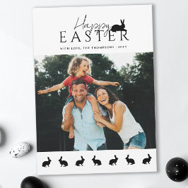 Tarjeta Modern Family Photo With Bunnies Stylish Easter