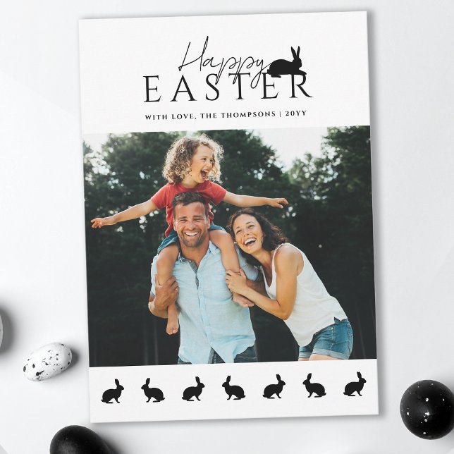 Tarjeta Modern Family Photo With Bunnies Stylish Easter (Subido por el creador)