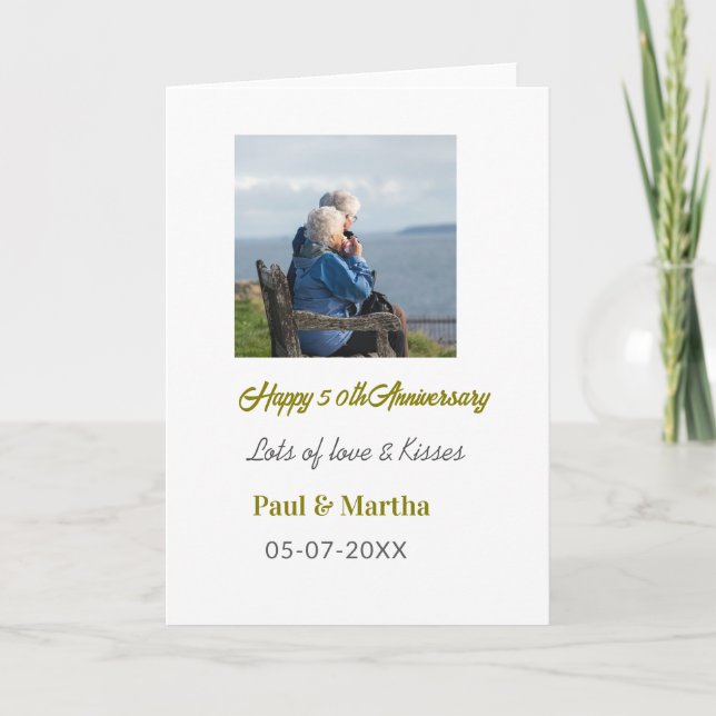 Tarjeta Modern happy 50th anniversary add name date photo  (Anverso)