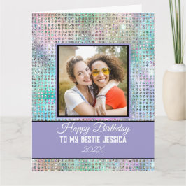 Tarjeta Modern Happy Birthday Pastel Bestie Photo & Name 