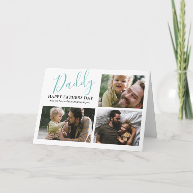 Tarjeta Modern Happy Fathers Day Photo Collage (Anverso)