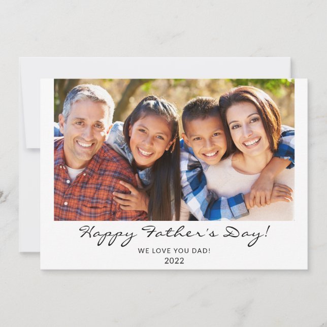 Tarjeta Modern Happy Father's Day Script Photo (Anverso)