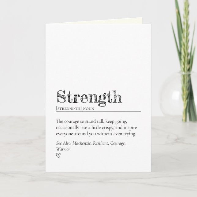 Tarjeta Modern Heartfelt Encouragement Strength Definition (Anverso)