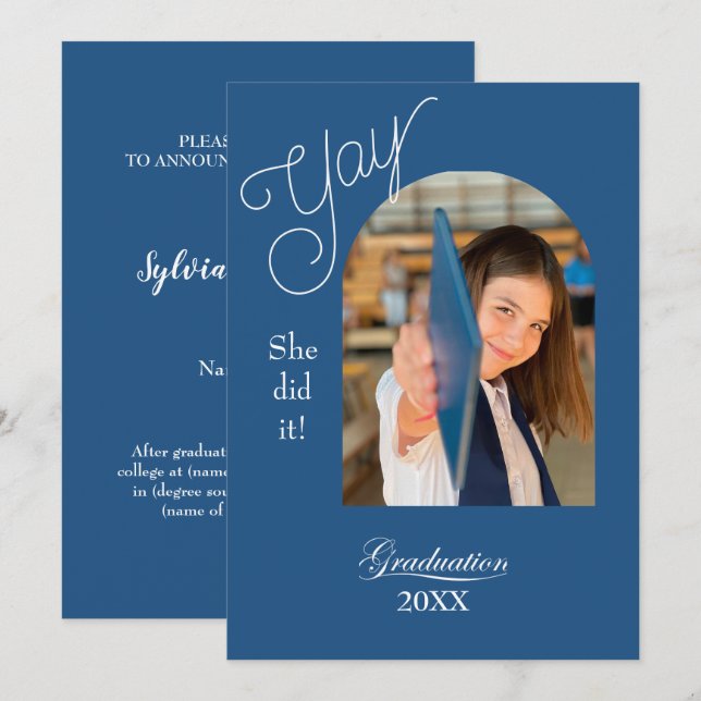 Tarjeta Modern High School Graduation Announcement - photo (Anverso / Reverso)