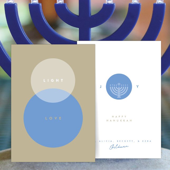 Tarjeta Modern Light & Love Beige & Azul Hanukkah  (Subido por el creador)