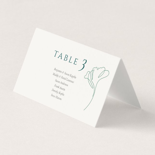 Tarjeta Modern Minimal Emerald Ivory Wedding Place Cards (Anverso)