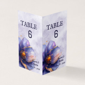 Tarjeta Modern Minimalist Gold Purple Wedding Table Number