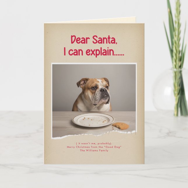 Tarjeta Modern Naughty Funny Dog Photo Christmas Folded (Anverso)