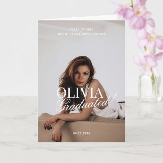 Tarjeta Modern Photo Typography Script Grad Party Folded