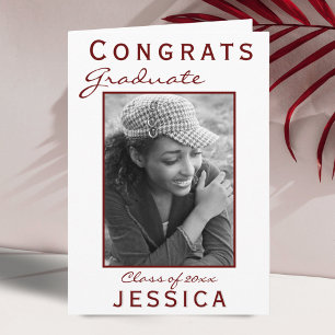 Tarjeta Modern Red Congrats Graduate Graduation Photo Card