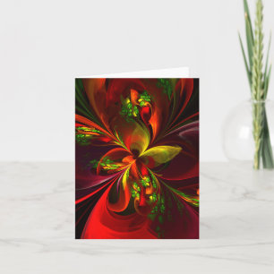 Tarjeta Modern Red Green Floral Abstract Art Pattern #05