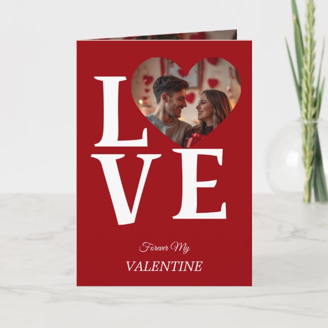 Tarjeta Modern Red Valentine’s Day Photo Card (Anverso)
