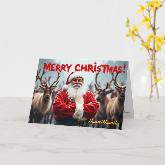 Tarjeta Modern Santa Claus (flor amarilla)