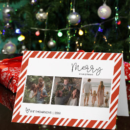 Tarjeta Modern Script Merry Christmas Family Photo Custom