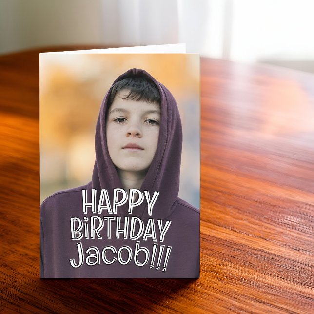 Tarjeta Modern Simple Cool Custom Photo Birthday Greeting (Subido por el creador)