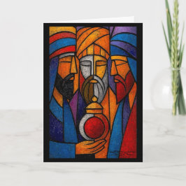 Tarjeta Modern Stained Glass Three Wise Men in English